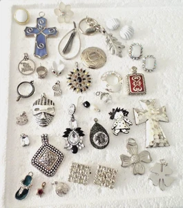 ***JEWELRY LOT 35 Vtg new MIXED LOT SILVER wearable!! - Picture 1 of 5