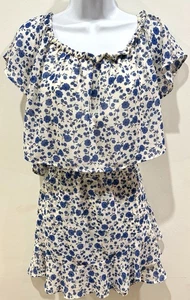 Blusa corta y falda floral azul transparente mediana Le Lis para mujer - Imagen 1 de 17