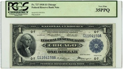 FR.727 $1 1918 Federal Reserve Bank Note Chicago VF35PPQ PCGS Currency 950750-89 - Image 1 of 3