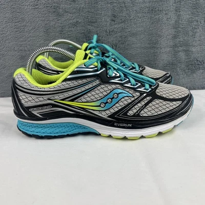 Saucony Guide 9 女式跑步鞋 (S10295-1) 灰色/蓝色/柠檬 8.5 码 — 第 1/4 张图片