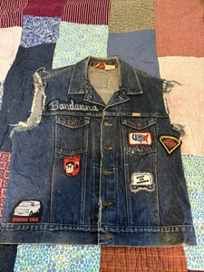 Gilet Vintage Rustler Denim Personalizzato Harley, Biker e Van Club Patchwork Grande - Foto 1 di 13