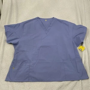 WonderWink 4X Unisex Flex Scrub Top Short Sleeve Blue Medical Style 6016 New - Picture 1 of 10