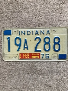 1976 Indiana License Plate - 19A 288 - Nice! - Picture 1 of 2
