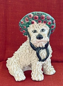 Vintage Italian Spaghetti Maltese or Poodle Dog w Bonnet Figurine 1950s - Picture 1 of 12