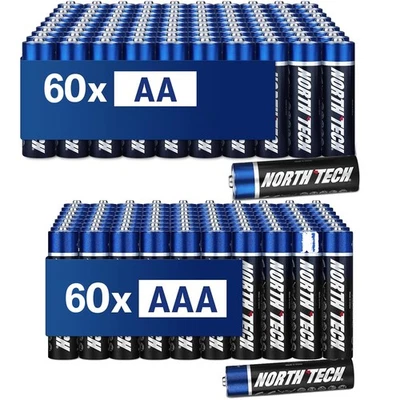 North Tech Ultra Alkaline Set | 60x AA + 60x AAA 1,5V | auslaufsicher | 10 Jahre - Bild 1 von 4