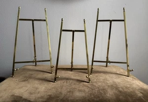 Vintage Solid Brass Easel set Of 3 Easels 11” 9” Display Decor Lot Adjustable - Picture 1 of 13