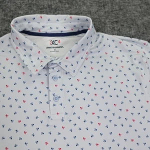 Johnston & Murphy XC4 Polo Shirt Mens Extra Large White Blue Skull Print Golf - Picture 1 of 9