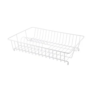 White Dish Drying Rack Drainer Cup Plate Holder Cutlery Tray Kitchen Organizer - Picture 1 of 3