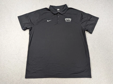 TCU Shirt Mens XXXL Black NIke DriFit Polo Horned Frogs Logo Golf Sports Cover