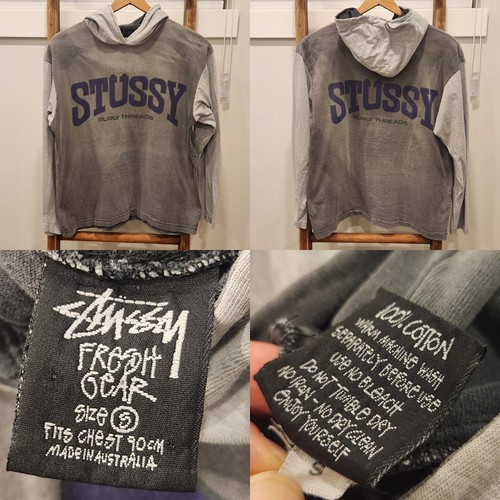 SUPREME RARA FELPA CON CAPPUCCIO VINTAGE ANNI 90 STUSSY BURLEY THREADS CRAZY FADE BELLA SUPREMA