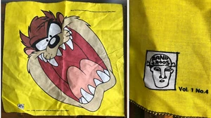 VTG NOS 90s TAZ TASMANIAN DEVIL LOONEY TUNES USA-MADE SCARF BANDANA CRISP 22" - Picture 1 of 9