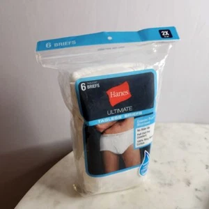 Hanes Ultimate Tagless Briefs Underwear Men's ComfortFlex 100% Cotton 2X White 6 - Picture 1 of 3
