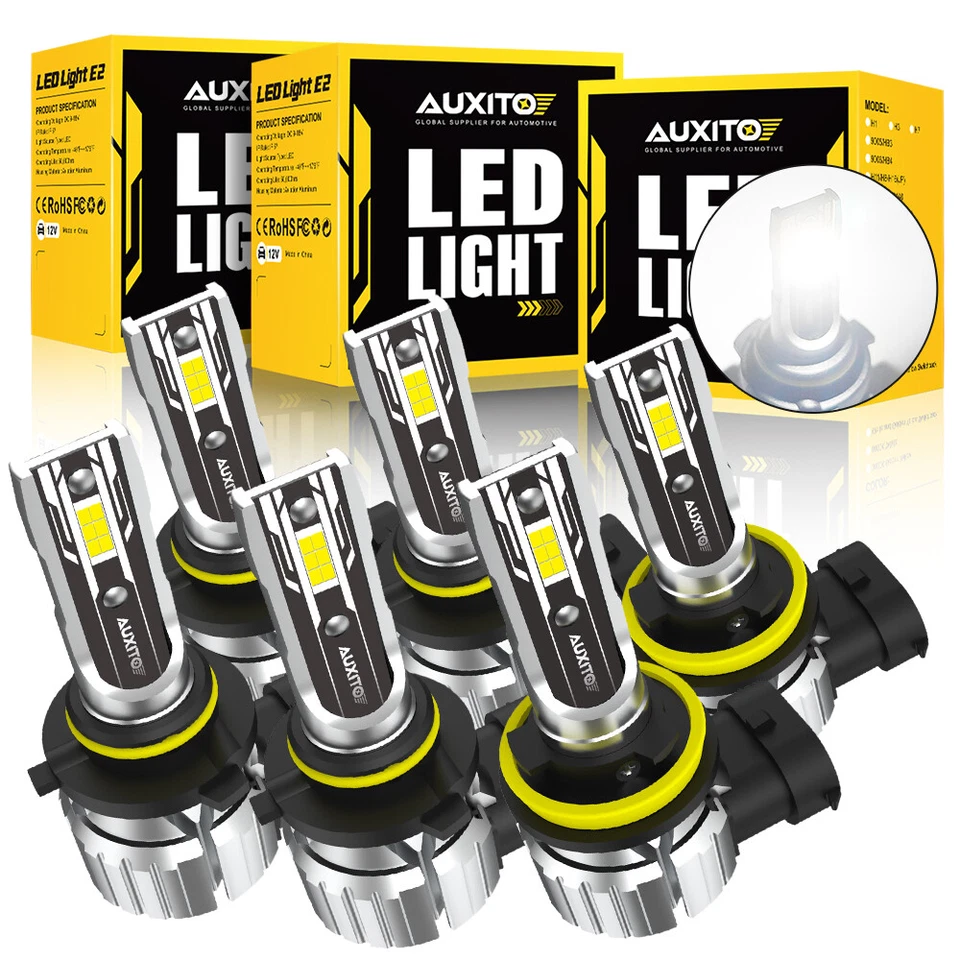 Kit de luces antiniebla blancas AUXITO 9005 9006 H11 LED combo faros de haz alto bajo Foto 1 de 4