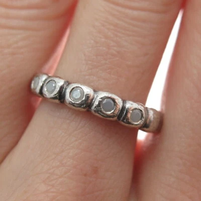 PANDORA 925 Sterling Silver Round-Cut C Z Bubble Stackable Band Ring Size 7.25 - Image 1 of 4