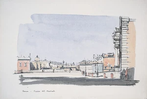 PIERO CICIONESI Rare Vtg 1957 Hand-clrd Litho ROMA-PIAZZA DEL QUIRINALE Italy - Bild 1 von 1