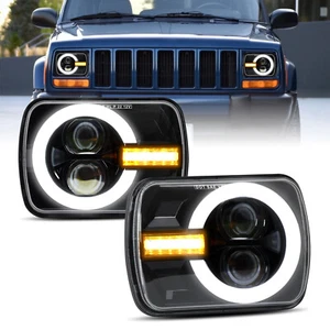 Pair 5x7'' 7x6 LED Headlights For 1984-1998 Ford Bronco II Hi/Lo DRL Turn Signal - Picture 1 of 10