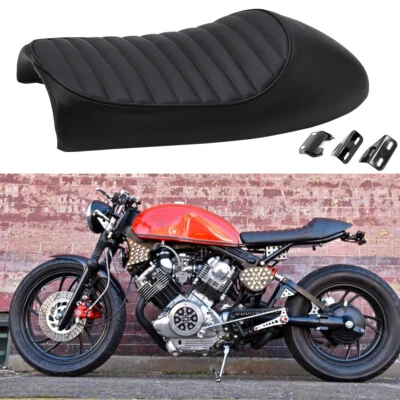 Motorcycle Cafe Racer Seat Flat & Hump Saddle Fit For Honda CB Suzuki GS Yamaha Foto 1 de 4