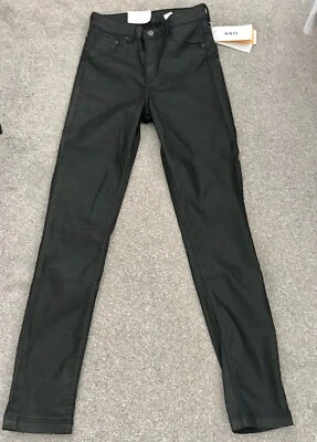 H&M Black Coated High Rise Stretch Skinny Jeans Size 27W X 30L New With Tags - Image 1 of 4