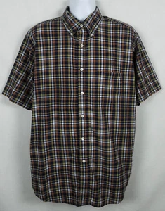 Brooks Brothers Traditional Fit Shirt Mens L Short Sleeve Button Front Plaid - Picture 1 of 5