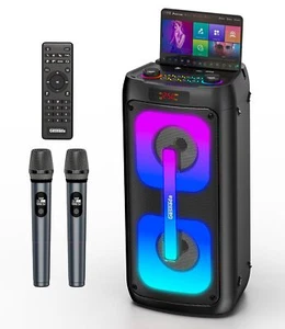 Karaoke Machine for Adults with 2 Wireless Microphones, Portable Bluetooth - Picture 1 of 7