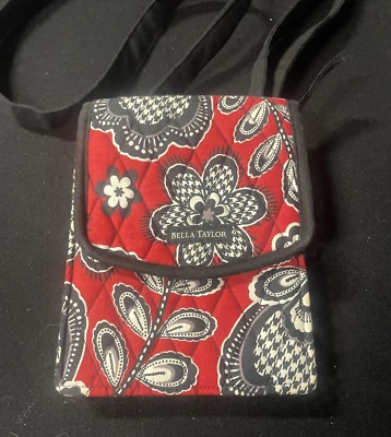 Cartera Bandolera Bella Taylor Roja Negra Floral Paisley Correa Ajustable Foto 1 de 4