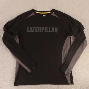 CAT Shirt Mens L Black 100% Polyester Performance Long Sleeve Logo Raglan - Picture 1 of 11