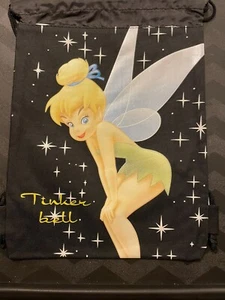Disney Tinker Bell String Bag Black Backpack NWT 10" x 15" - Picture 1 of 7