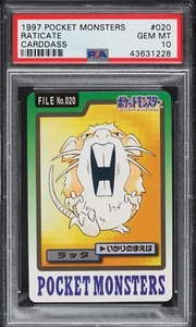 Pokemon Japanese Raticate #020 Carddass Pocket Monsters 1997 Low Pop 18 PSA 10 - Picture 1 of 2