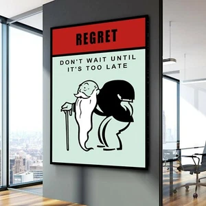 REGRET Monopoly Motivation Success Work Game Home Wall Decor POSTER CANVAS ed3 - Picture 1 of 6