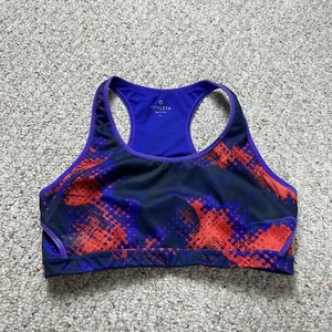 Athleta Womens Large Geometric Pattern Multicolor Racerback Sports Bra - Picture 1 of 8