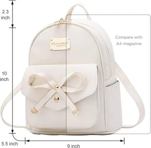 Mini Yellow Cute Leather Backpack Purse Tote- Bow Tie Front- Adjustable Straps - Picture 1 of 13
