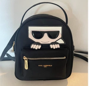 NWT KARL LAGERFELD PARIS AMOUR NYLON BACKPACK PURSE TOTE BLACK $198 - Picture 1 of 7