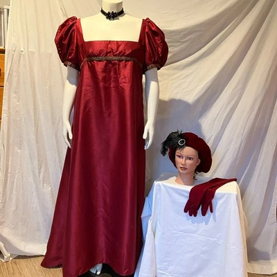 Vestido JANE AUSTEN Regencia BAJO BUSTO 40" CON SOMBRERO, GARGANTILLA Y GUANTES Juegos con disfraces Foto 1 de 4