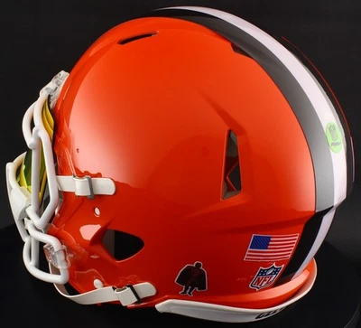 Casco de fútbol americano auténtico tamaño completo Cleveland Browns NFL Riddell VELOCIDAD Foto 1 de 4