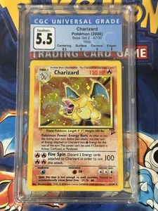 Charizard Pokémon Card Base Set 2 CGC Graded 5.5 Holo Double Swirl - Picture 1 of 4