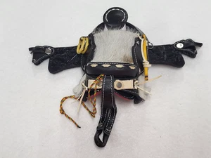 Handgefertigter Mini Western Leder Pferdesattel - verziert - gefüttert - schwarz - siehe Bilder - Bild 1 von 5