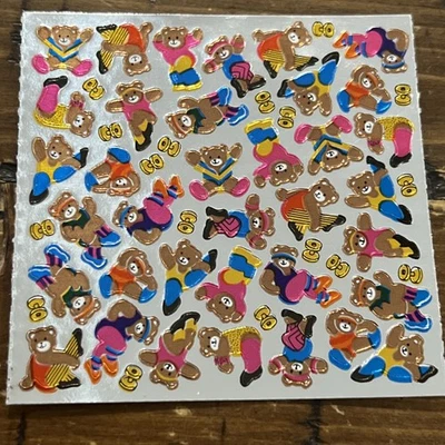 Vintage Cardesign Toots Teenie Weenies Foil Stickers Exercise Bears 80s RARE HTF - Image 1 of 4