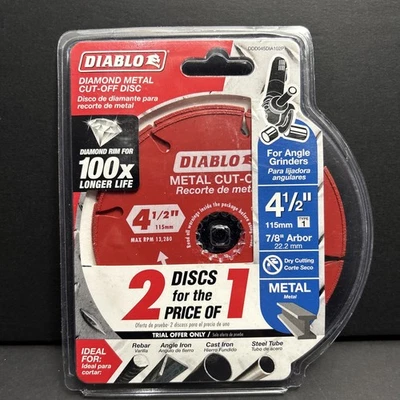 Diablo 2 Pack 4.5” Diamond Metal Cut Off Disc Grinder - Image 1 of 2