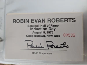 ROBIN ROBERTS SIGNED INDUCTION DAY POSTCARD HOF 1976 PHILLIES WHIZ KIDS LEGEND - Picture 1 of 1
