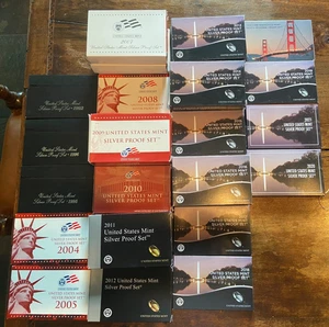 US SILVER PROOF SETS-LOT OF 28 SETS 1992-2021 - Picture 1 of 1