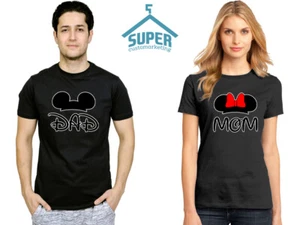 DAD MOM Couple Family TSHIRT Cartoon Ears Family Tshirt Couple Parents Tee - Picture 1 of 4