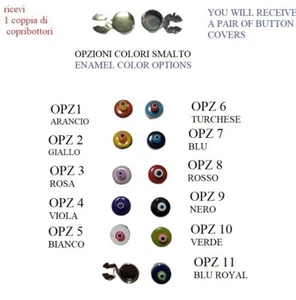COPRIBOTTONI art109 ARGENTATI SMALTO e occhi acrilico COPRI BOTTONI GEMELLI - Foto 1 di 4