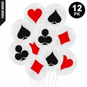 12pcs Casino Poker Balloons | 30cm Latex Balloons Poker Night Themed Party Decor - Picture 1 of 1