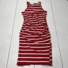Shein Red Striped Sleeveless Side Cinched Maxi Dress Womens Size Medium 