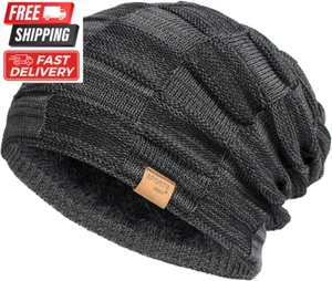 Slouchy Beanie for Men Winter Hats for Guys Cool Beanies Mens Lined Knit Warm Th - Picture 1 of 12