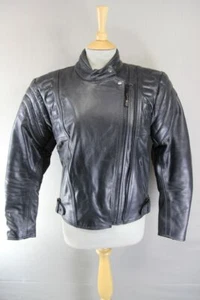 SPADA BLACK LEATHER BIKER JACKET WITH BACK, SHOULDER & ELBOW CE ARMOUR: SIZE 14 - Picture 1 of 9
