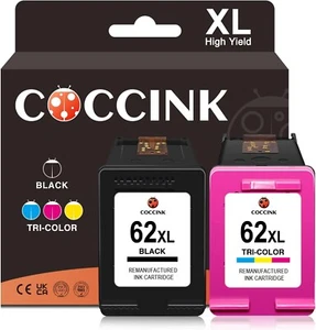 62 cartucce di inchiostro nero e tricolore XL 62XL per stampante HP - Foto 1 di 6