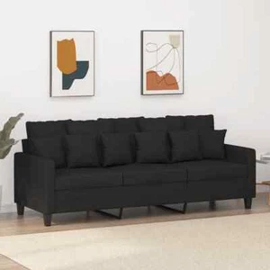 vidaXL 3-Seater Sofa Black 180 cm Fabric - Picture 1 of 8