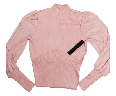 Blusa Top Junior Manga Malla Casi Famosa Cuello Simulado M Nueva con Etiquetas Rosa Moderna Foto 1 de 2