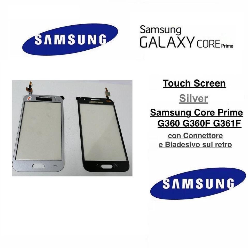 Vetro Touch Screen grigio chiaro silver argento Samsung Core Prime G361 G361F - Immagine 1 di 1